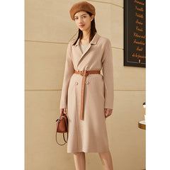 Women's Solid Color Double Breasted Coat