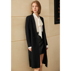 Women's Solid Color Double Breasted Coat