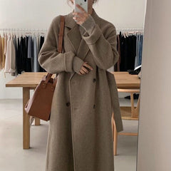 Wool Double Breasted Casual Coat