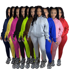 Women's Solid Color Hoodie and Joggers 2 Pcs Set