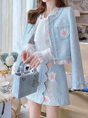 Fashion Embroidered Skirt Suit