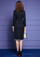 Fashion Tweed Office Skirt Suit
