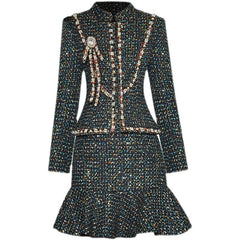 Fashion Tweed Long Skirt Suit