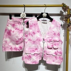 Women's Sleeveless Top and Mini Skirt 2 pcs Set