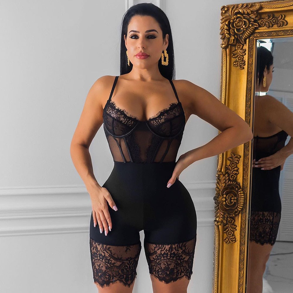 Women's Sleeveless Lace Playsuits