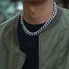 Men's Chain Chocker Necklace with Crystals