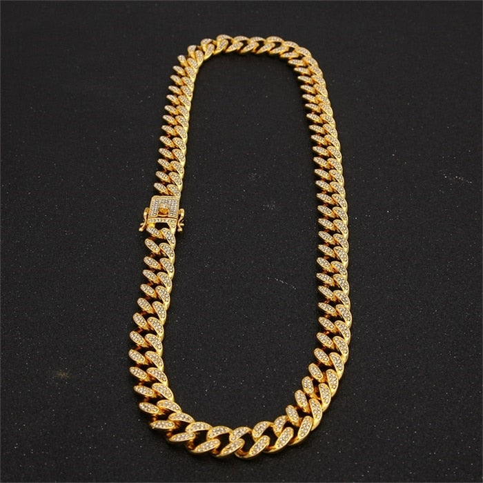 Men's Chain Chocker Necklace with Crystals