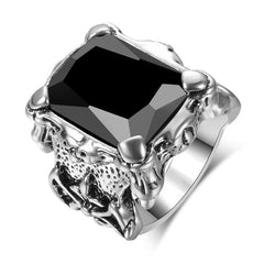 Men's Black Filled Silver Resin Ring