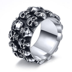 Men's Black Filled Silver Resin Ring