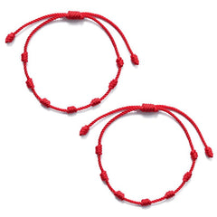 7 Knots Red String Luck Bracelets 2 pcs Set