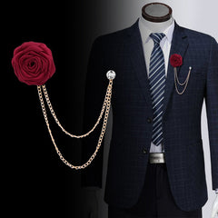 Colorful Rose Flower Lapel Pin with Chains
