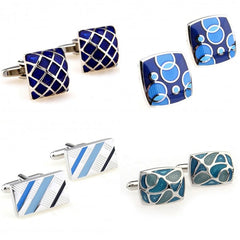 Blue Tones Geometric Style Cufflinks