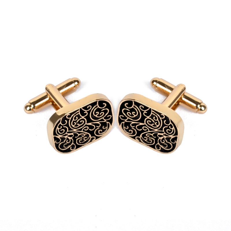 Men's Black and Gold Cuff Links