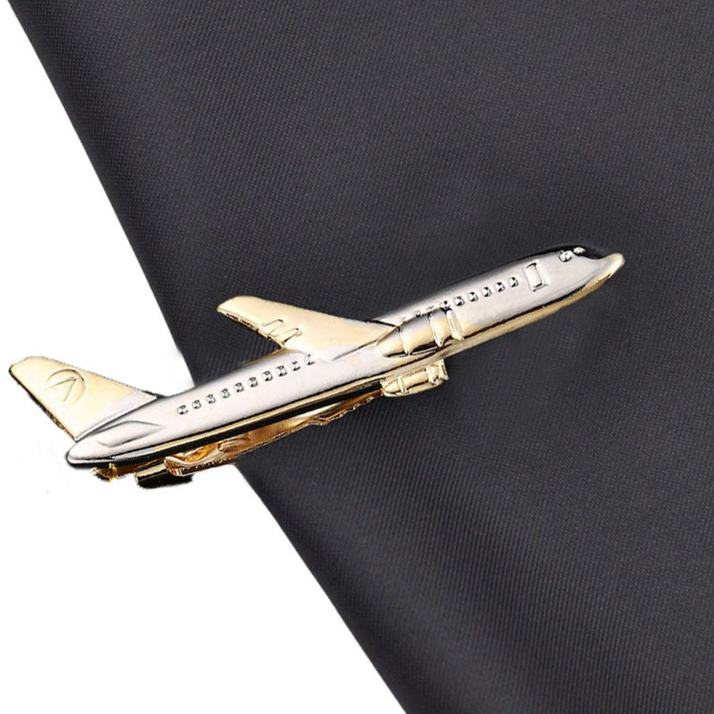 Golden Airplane Pilot's Tie Clip