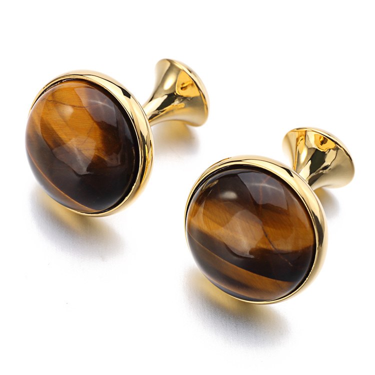 Luxurious Tiger Eye Stone Men's Cufflinks