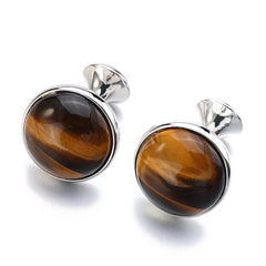 Luxurious Tiger Eye Stone Men's Cufflinks