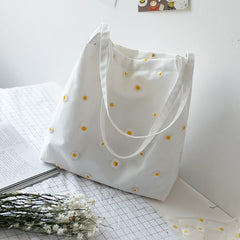 Women's Daisy Patterned Canvas Shoulder Bag