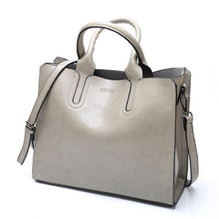 Women's Oil Leather Tote Shoulder Bag