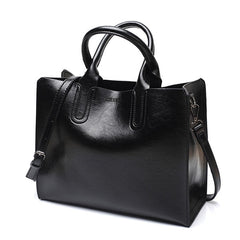 Women's Oil Leather Tote Shoulder Bag