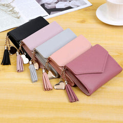 Women's Short Wallet with Tassel Pendant