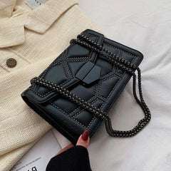 Rivet Chain PU Leather Crossbody Bag