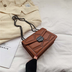 Rivet Chain PU Leather Crossbody Bag