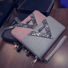 Women's Snake Leather Stylized Long Wallet