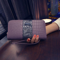 Women's Snake Leather Stylized Long Wallet