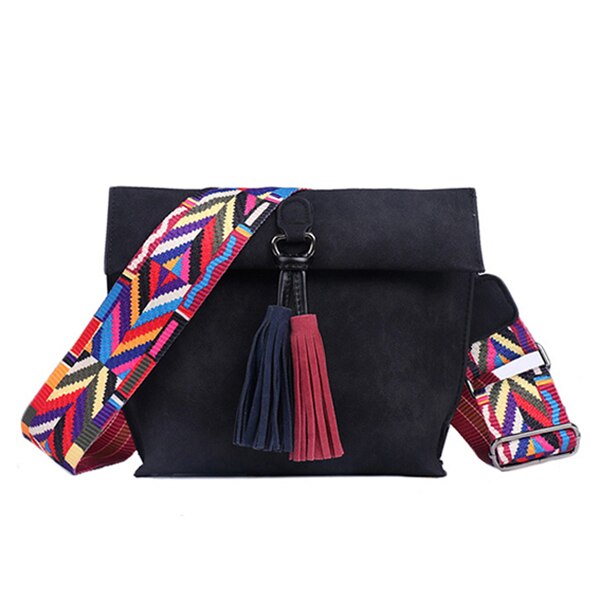Leather Women's Shoulder Bag with Tassels