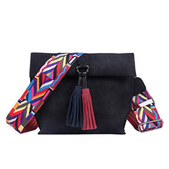 Leather Women's Shoulder Bag with Tassels