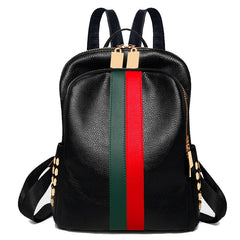 Women's Striped Eco-Leather Backpack