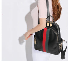 Women's Striped Eco-Leather Backpack