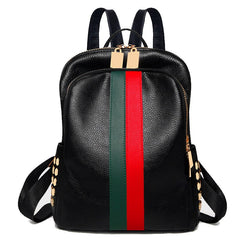 Women's Striped Eco-Leather Backpack