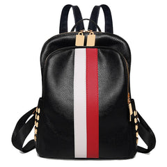 Women's Striped Eco-Leather Backpack