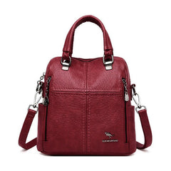 Women' Leather Shoulder Backpack
