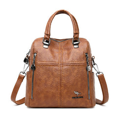 Women' Leather Shoulder Backpack
