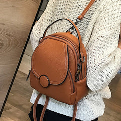 Women's Round Buckle Eco-Leather Backpack