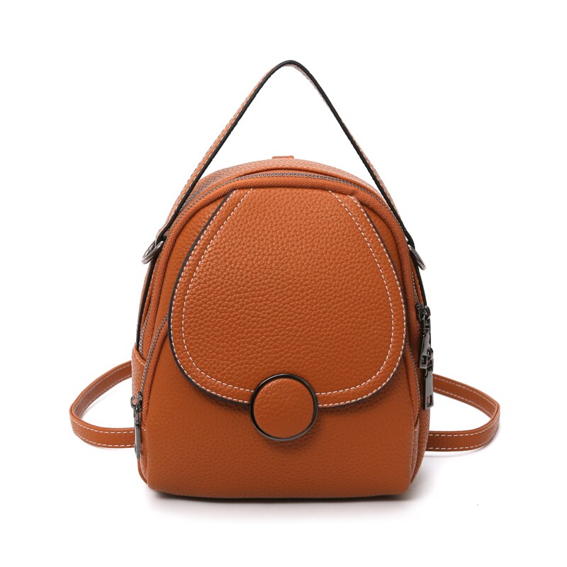 Women's Round Buckle Eco-Leather Backpack