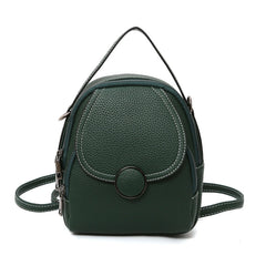 Women's Round Buckle Eco-Leather Backpack