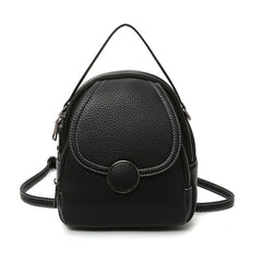 Women's Round Buckle Eco-Leather Backpack