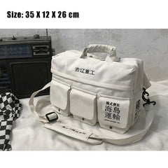Canvas Unisex Backpack in Black and White