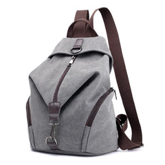 Women's Solid Color Canvas Backpack