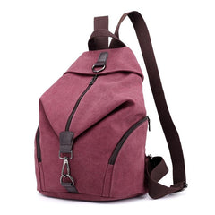 Women's Solid Color Canvas Backpack