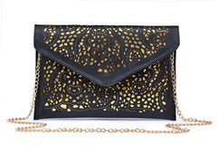 Fashion Envelope Shaped Leather Women's Clutch Bag with Chain