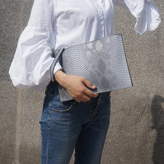 Women's Python Embossed Eco-Leather Clutch