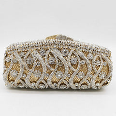 Women's Glittering Patterned Crystal Clutch