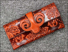 Chinese Style Genuine Leather Women's Hasp Purse