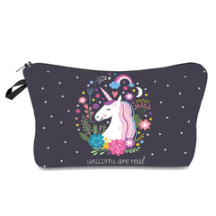 Unicorn Floral Printed Make-Up Cosmetic Bag