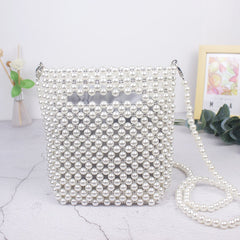 Women's Handmade Crossbody Bag with Pearls
