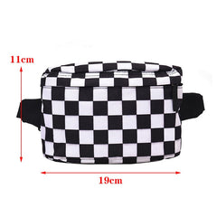 Checkerboard Printed Oxford Fanny Pack for Women